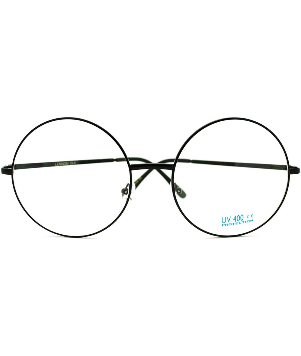 Oversized Oversize Large Hippie Round Circle Len Clear Lens Glasses - Black - CR12M1U5L4D $18.76