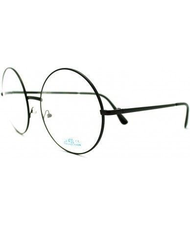 Oversized Oversize Large Hippie Round Circle Len Clear Lens Glasses - Black - CR12M1U5L4D $18.76
