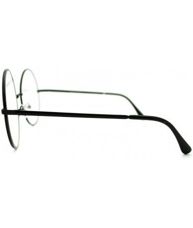 Oversized Oversize Large Hippie Round Circle Len Clear Lens Glasses - Black - CR12M1U5L4D $18.76