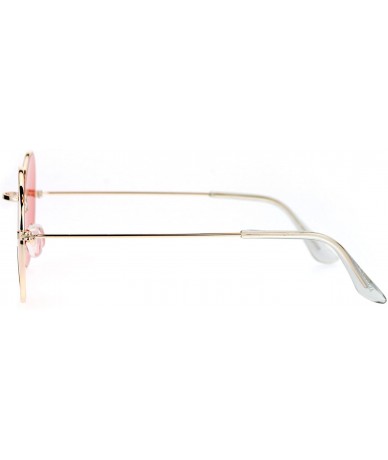 Square Retro Vintage Flat Color Circle Round Lens Sunglasses - Gold Red - CQ12MAQNATH $20.21