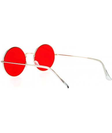 Square Retro Vintage Flat Color Circle Round Lens Sunglasses - Gold Red - CQ12MAQNATH $8.24