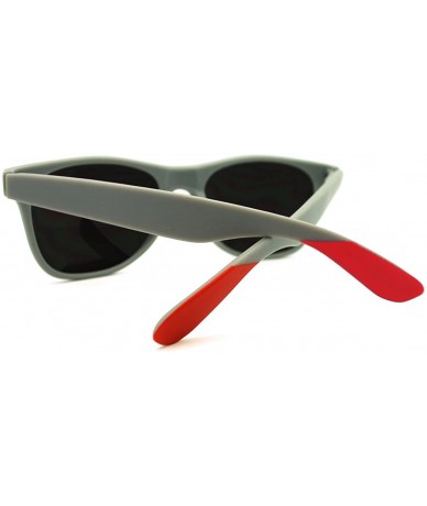 Wayfarer Matte Gray Square Sunglasses Spring Hinge Super Dark Lens - Gray Red Pink - CG11EX1JFOL $7.22