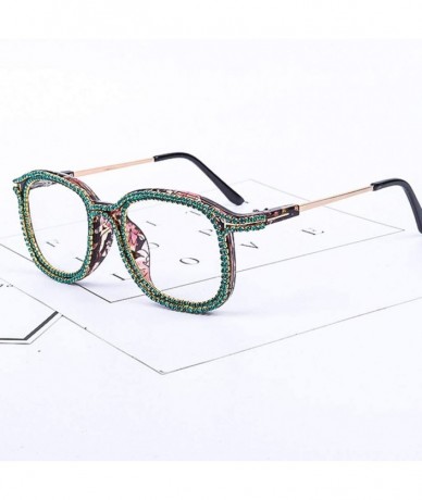 Square Rhinestone Square Frame Sunglasses Trendy Retro Women Lady Sun Glasses - Cn - C718XAUQ8ZK $21.50