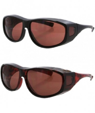 Wrap Unisex Blue Light Blocking Sunglasses HD Copper Driving Lenses - Medium Black Tortoise - CZ12NV2JGIS $42.61