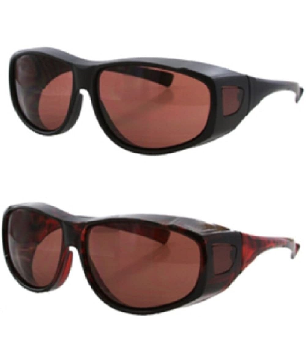 Wrap Unisex Blue Light Blocking Sunglasses HD Copper Driving Lenses - Medium Black Tortoise - CZ12NV2JGIS $42.61