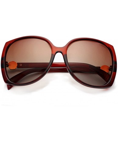 Goggle Women's UV400 oversized Polarized sunglasses with rose decorated sunglasses - Tea - CN12FMY4E07 $14.90