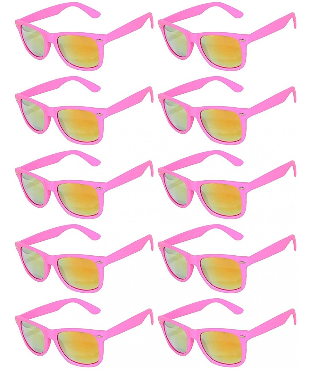 Rimless Retro Vintage Mirrored Lens Sunglasses Matte Frame 10 Pack in Multiple Colors - 10_pairs_pink_matte - CN127GO1L6L $19.70