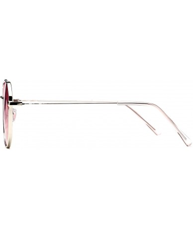 Square Classic Square Metal Hexagon Sunglasses Women Men 100% UV400 Polygon Sunglasses B2581 - Pink - CS196QSEMSD $30.59