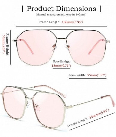Square Classic Square Metal Hexagon Sunglasses Women Men 100% UV400 Polygon Sunglasses B2581 - Pink - CS196QSEMSD $30.59