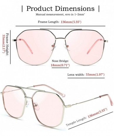 Square Classic Square Metal Hexagon Sunglasses Women Men 100% UV400 Polygon Sunglasses B2581 - Pink - CS196QSEMSD $18.35