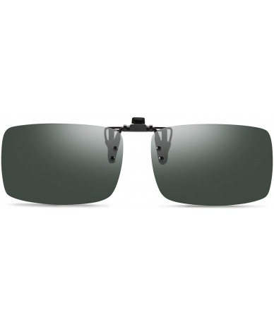 Rectangular Clip-on Sunglasses Polarized Unisex Anti-Glare Driving Glasses With Flip Up for Prescription Glasses - CO18ZEGYT3...