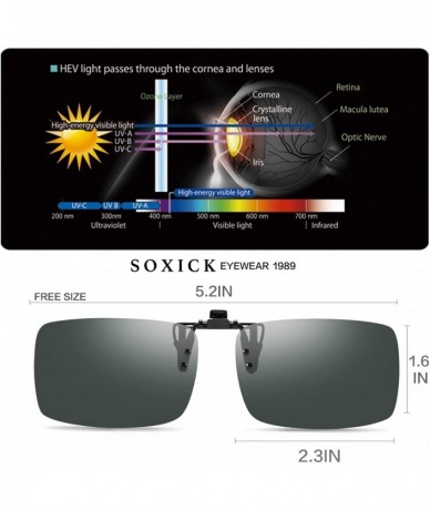 Rectangular Clip-on Sunglasses Polarized Unisex Anti-Glare Driving Glasses With Flip Up for Prescription Glasses - CO18ZEGYT3...