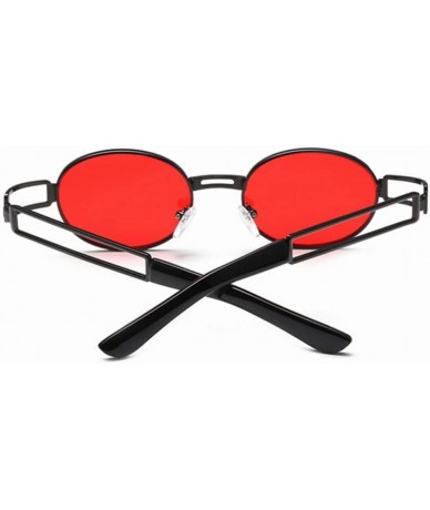 Oval Adult Classic Oval Glasses Sunglasses Use A Metal Frame Sunglasses to Drive Uv Sunglasses (Color Red) - Red - C51997LXST...