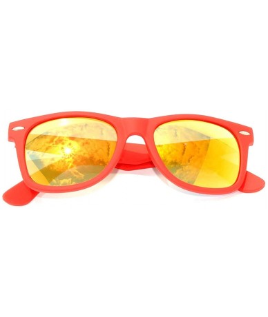 Wayfarer Vintage Retro Reflective Lens Sunglasses Mirror Lens Mens Womens - Mirror-red-frame - CU11I7BPICV $18.87