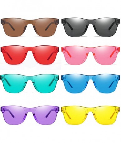 Square One Piece Rimless Tinted Sunglasses Transparent Candy Color Glasses - 009-8pack - CZ18E0KI87Z $54.21