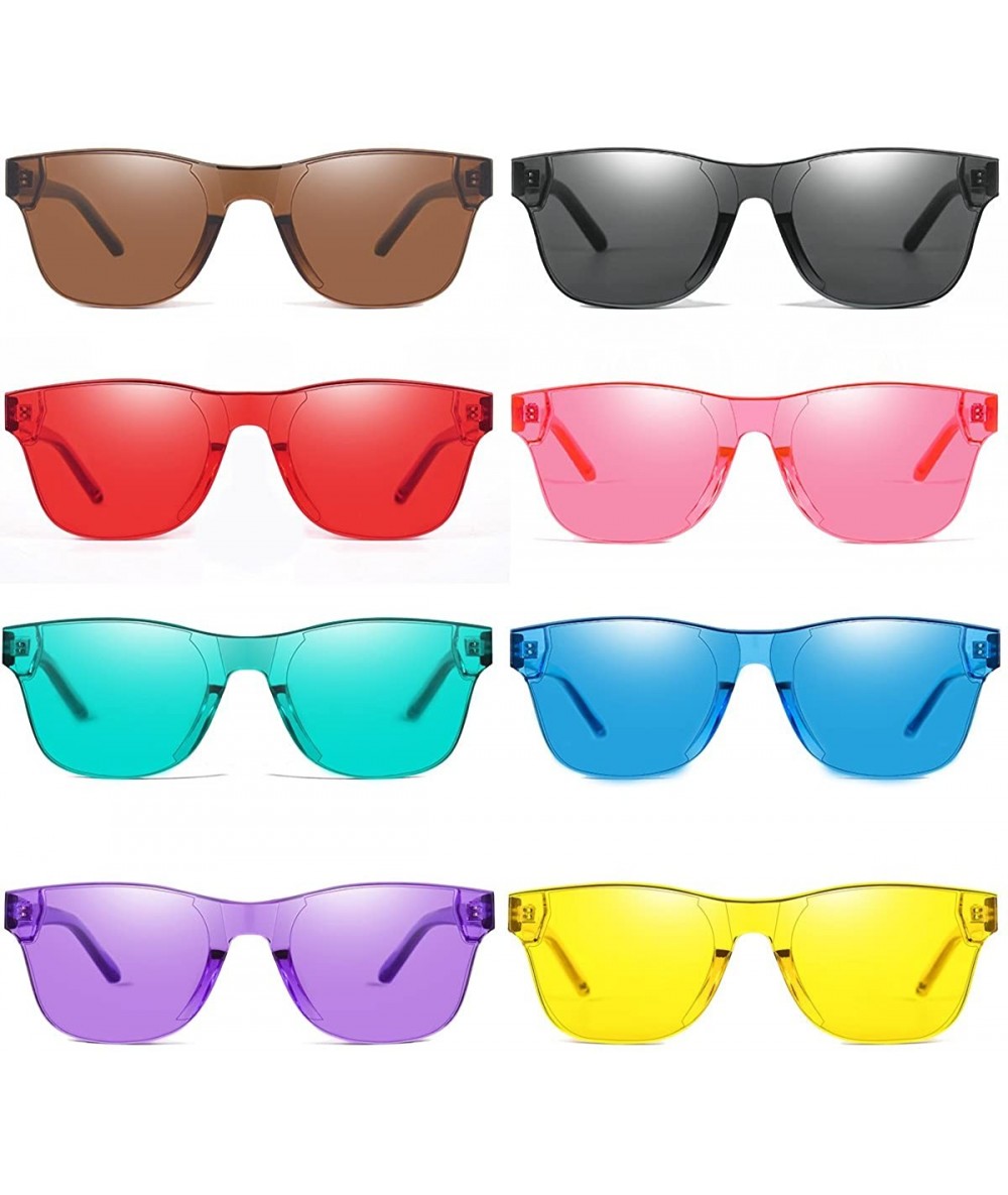 Square One Piece Rimless Tinted Sunglasses Transparent Candy Color Glasses - 009-8pack - CZ18E0KI87Z $30.33