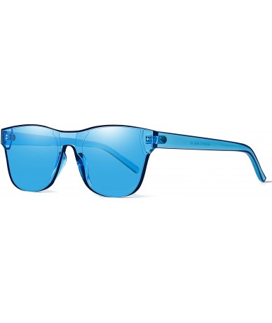 Square One Piece Rimless Tinted Sunglasses Transparent Candy Color Glasses - 009-8pack - CZ18E0KI87Z $30.33