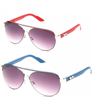 Aviator Big Oversized Aviator Fashion Sunglasses UV Protection Metal New Model - 2 Pack Blue/Red - CJ11M6RMNZH $15.04