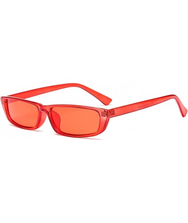 Rimless Small Frame Sunglasses for Women Rectangle Lens UV 400 - Red - CZ18RNDU4OI $11.01