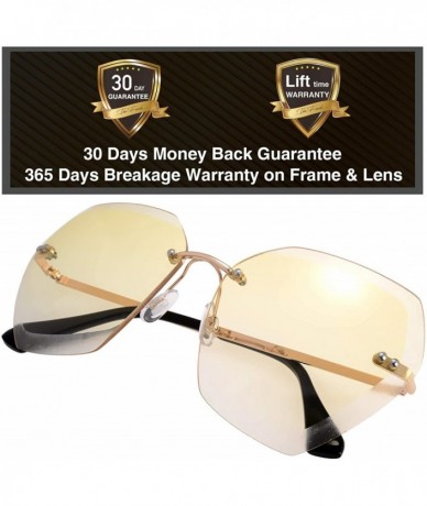 Square Sunglasses For Women Oversized Rimless Diamond Cutting Lens Sun Glasses - Exquisite Packaging - 965805-gold - CK18AQH0...
