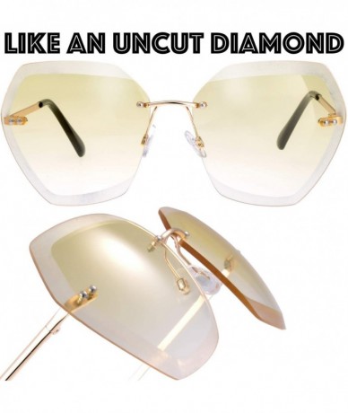 Square Sunglasses For Women Oversized Rimless Diamond Cutting Lens Sun Glasses - Exquisite Packaging - 965805-gold - CK18AQH0...