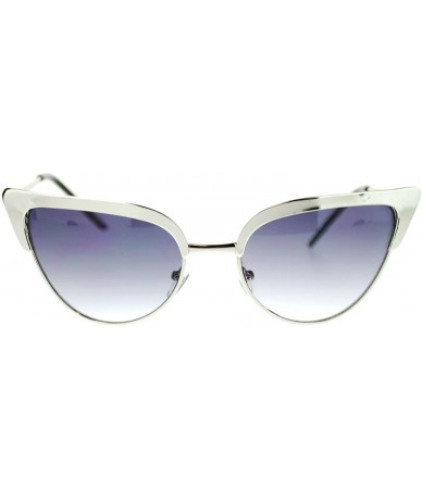 Cat Eye Womens Classic Retro Metal Frame Cat Eye Fashion Vintage Sunglasses - Silver - CY11NI0G113 $8.04