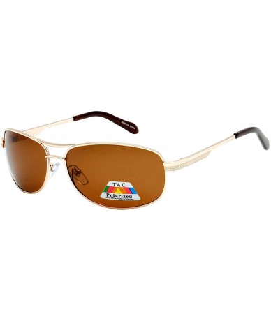Wrap Retro Fashion Aviator Rectangle Frame Polarized Sunglasses - Gold - CQ18U83L3XW $21.47