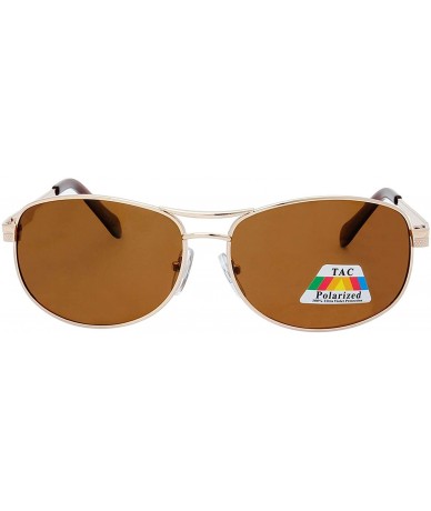 Wrap Retro Fashion Aviator Rectangle Frame Polarized Sunglasses - Gold - CQ18U83L3XW $12.88