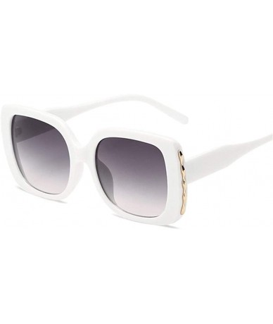 Square Vintage Oversized Square Sunglasses Women Retro Black Frame Sun Glasses Female UV400 Shades - White - CS198XIEWTY $13.37
