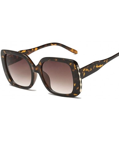Square Vintage Oversized Square Sunglasses Women Retro Black Frame Sun Glasses Female UV400 Shades - White - CS198XIEWTY $13.37