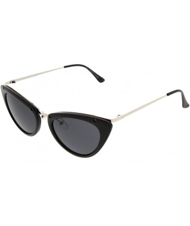 Cat Eye Womens Mod Fashion Metallic Temple Retro Cat Eye Sunglasses - Black - C611V1ZSLE7 $7.99