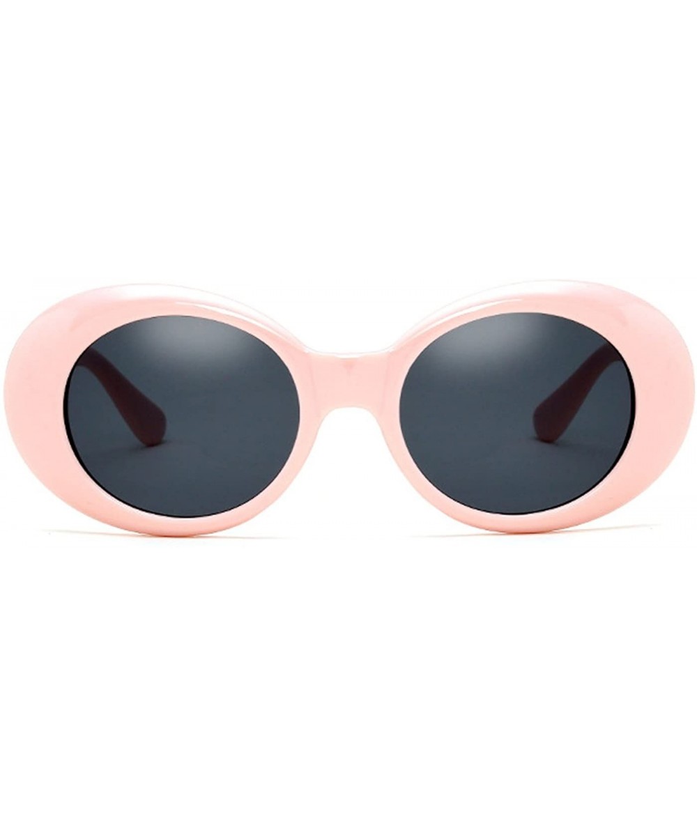 Round Futuristic Oxeye Oval Bold Frame Sunglasses - Pink - CB18340UHLH $9.60