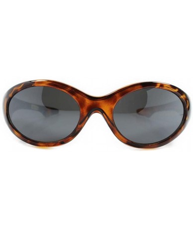 Oval Old School Hippie Wrap Around Sporty Oval Sunglasses - Tortoise / Gray - C418ECEMQAD $9.53