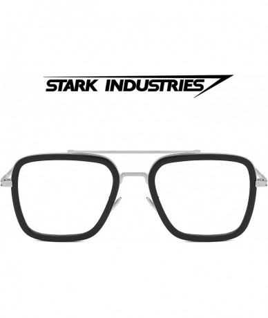 Round LIXX Retro Sunglasses Tony Stark Glasses Square Eyewear Metal Frame for Men Women Iron Man Sunglasses - CJ18WZZNMHU $12.55
