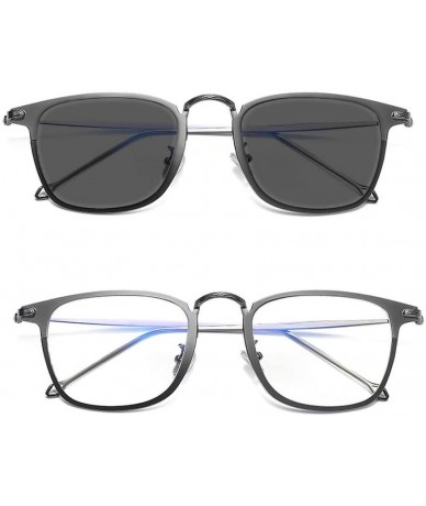 Square Reading Glasses 1.0 Men Sun Photochromic Sunglasses Vintage Square Metal Frames 0 to +3.0 (Grey- 1.25) - Grey - CS18Z5...