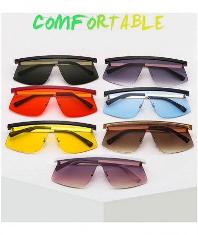 Rimless Mens Goggle Rimless Oversized Sunglasses Women Fashion Shades UV400 Vintage One-piece Flat Top Sun Glasses - CF192YW2...