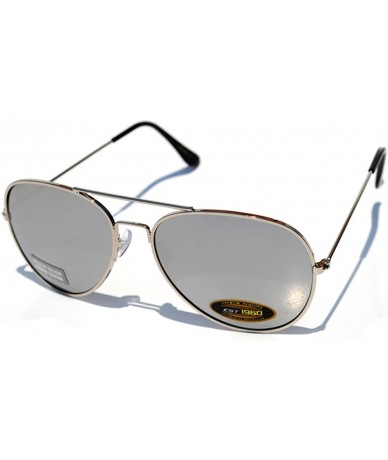 Aviator Classic Aviator Style Full Mirror Lens Sunglasses Silver Frame 100% UV - 1 Silver Color Frame Silver Lens - CV11MVYPC...
