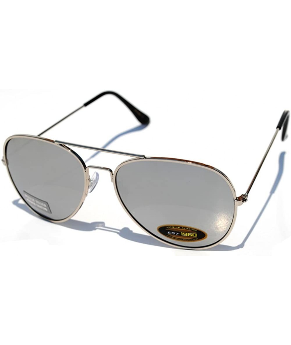 Aviator Classic Aviator Style Full Mirror Lens Sunglasses Silver Frame 100% UV - 1 Silver Color Frame Silver Lens - CV11MVYPC...