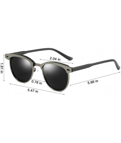 Semi-rimless Retro Semi Rimless Round Polarized Sunglasses for Women Men Brand Sun Glasses - 03silver Frame Black Lens - CR18...
