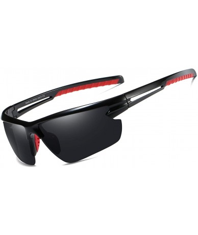 Sport Polarized Sports Sunglasses Cycling Driving Fishing Glasses 5 Interchangeable Lenses - Black Red - CQ193AOZRE7 $28.40