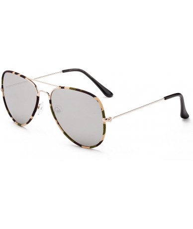 Aviator "Toi" Classic Pilot Style Fashion Sunglasses with Flash Lens - Silver - CE12MCS6XVJ $22.24