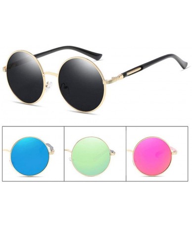 Aviator Round Sunglasses Women Vintage Brand Designer Men Steampunk Pink As Picture - Silver - CM18YQTTUI3 $7.25