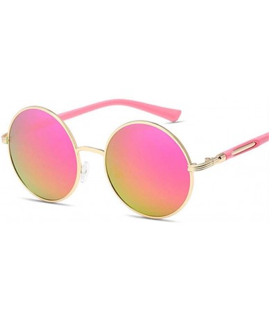 Aviator Round Sunglasses Women Vintage Brand Designer Men Steampunk Pink As Picture - Silver - CM18YQTTUI3 $7.25
