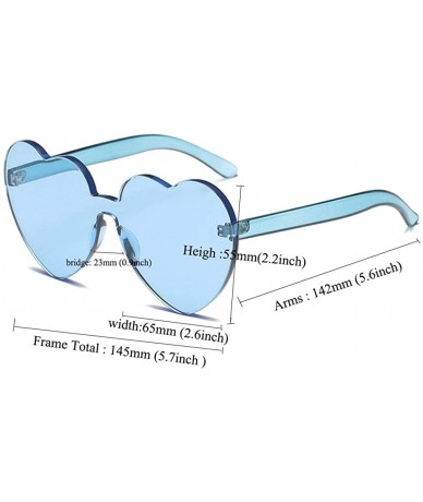 Rimless Heart Shaped Rimless Sunglasses One Pieces Transparent Candy Color Frameless Glasses Love Eyewear - Blue - CN18EXTE9L...