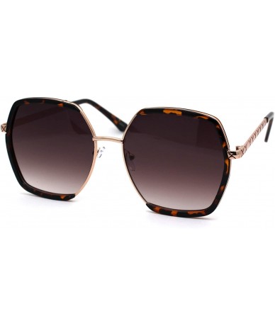 Square Womens Luxury Double Rim Octagonal Designer Fashion Sunglasses - Gold Tortoise Brown - CO194ONHMZD $9.85