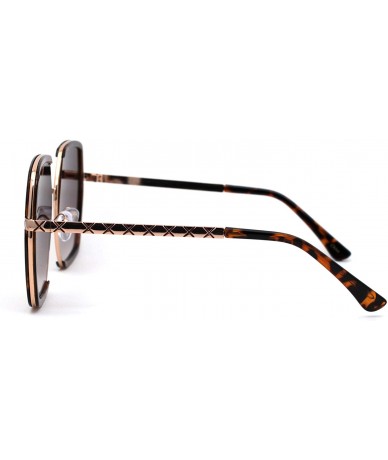 Square Womens Luxury Double Rim Octagonal Designer Fashion Sunglasses - Gold Tortoise Brown - CO194ONHMZD $9.85