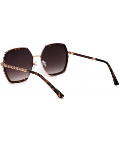 Square Womens Luxury Double Rim Octagonal Designer Fashion Sunglasses - Gold Tortoise Brown - CO194ONHMZD $9.85