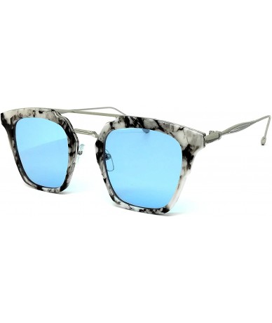 Aviator 7122-1 Premium Retro Tint Fashion Flat Top Aviator Sunglasses - Blue - C418Q7I8HZC $14.57