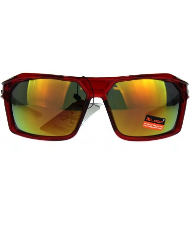 Wrap Xloop Mens Sunglasses Sports Fashion Rectangular Wrap Frame UV 400 - Red (Orange Mirror) - CI188Y57884 $8.55