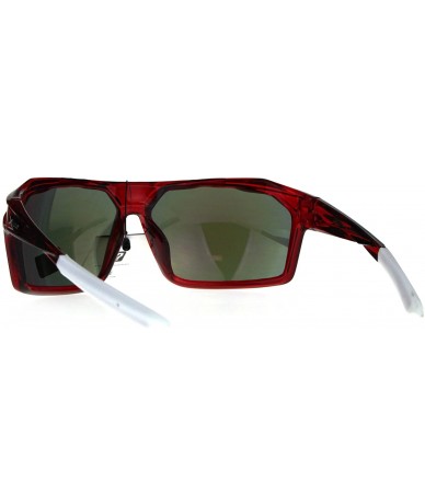Wrap Xloop Mens Sunglasses Sports Fashion Rectangular Wrap Frame UV 400 - Red (Orange Mirror) - CI188Y57884 $22.44